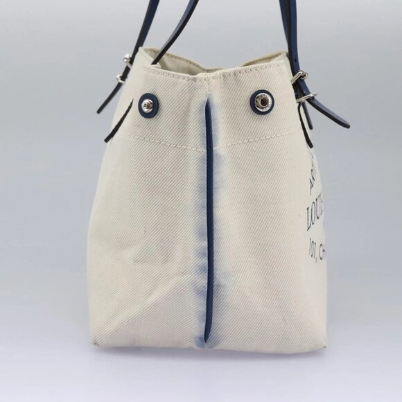 LOUIS VUITTON Cabas PM Tote Bag Canvas White Blue M94504 LV Auth ep5538 - Picture 5 of 16